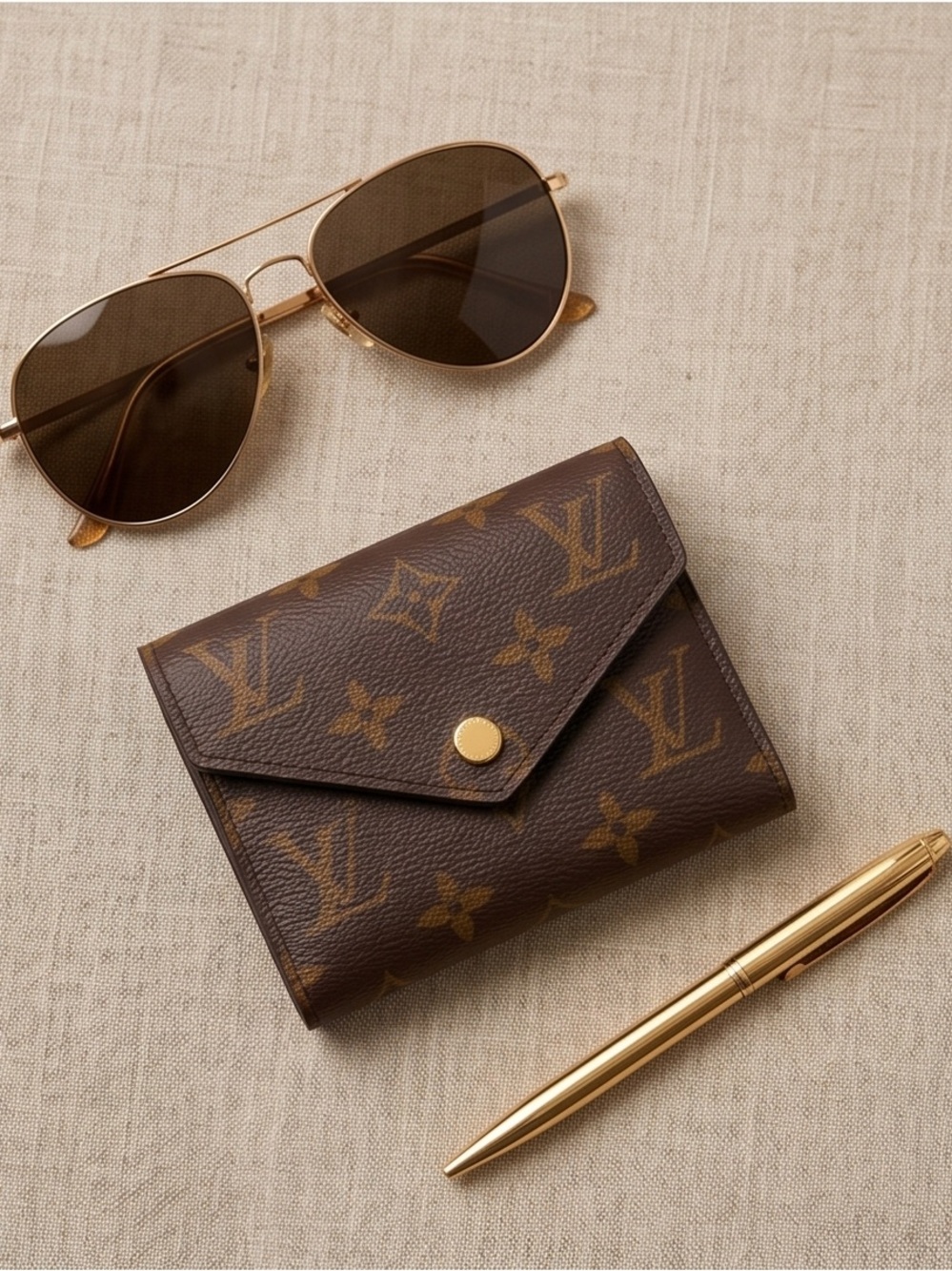 Louis Vuitton Brown Monogram Victorin Compact Wallet - Brown